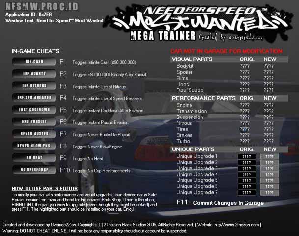 Need For Speed Most Wanted 2005 Trainer 1.3 Free Download